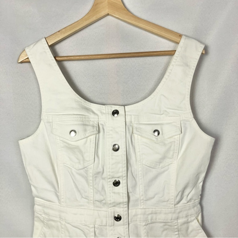 J. Crew White Scoopneck Button Front Denim Mini Dress 8 - Picture 4 of 4